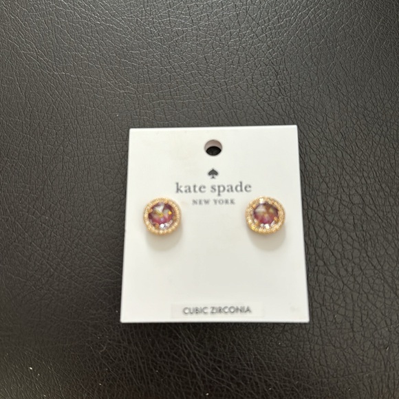 Kate Spade New York She Has Spark Studs Earrings Gold Quartz NWT $59 - Picture 2 of 5